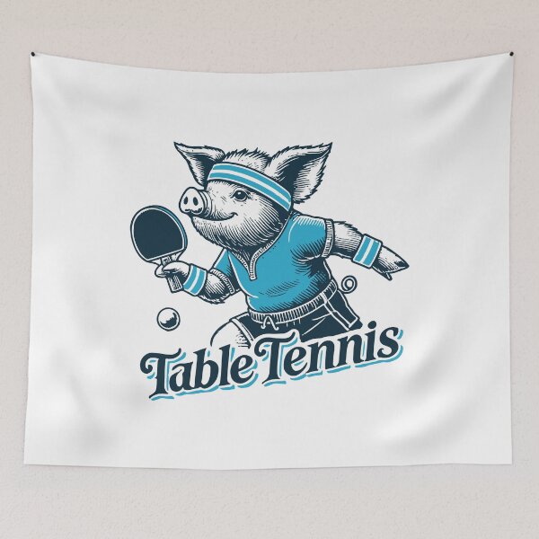 Item preview, Funny Table Tennis Piggy Vintage Style designed and sold by LuminOrb.