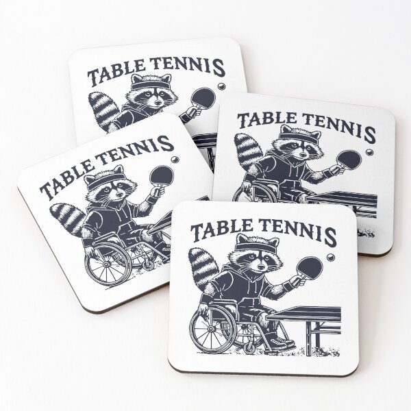 Item preview, Wheelchair Table Tennis Raccoon Illustration designed and sold by LuminOrb.