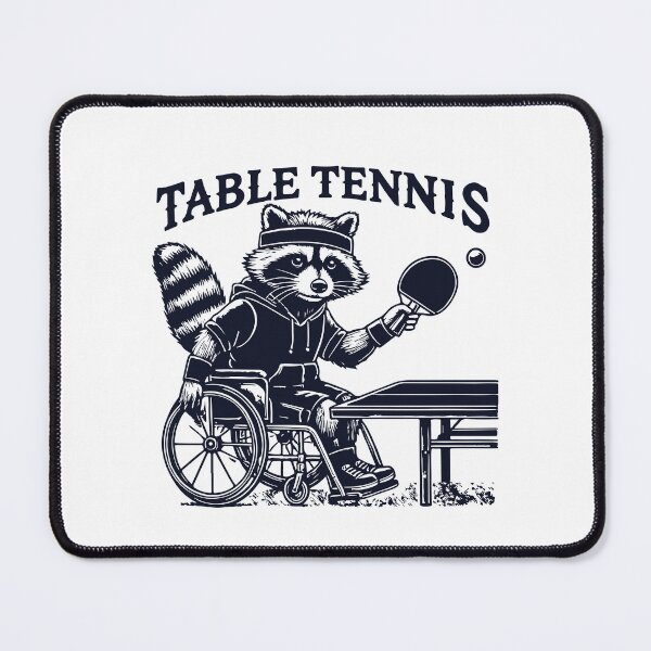 Item preview, Wheelchair Table Tennis Raccoon Illustration designed and sold by LuminOrb.