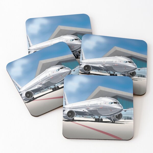 Item preview, Illustration of a Metallic Modern Airliner at the Airport designed and sold by EMairplanes.
