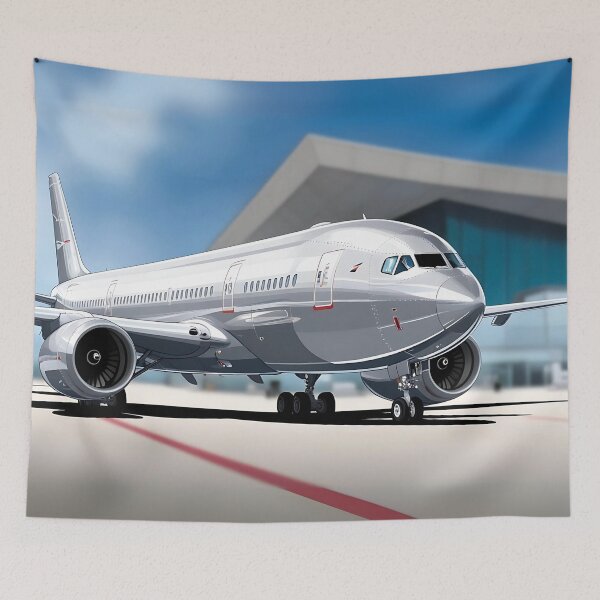 Item preview, Illustration of a Metallic Modern Airliner at the Airport designed and sold by EMairplanes.