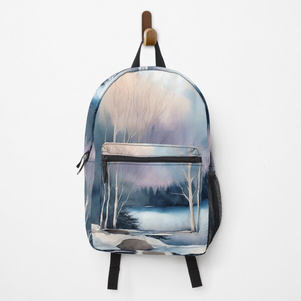Item preview, Forest Lake in Winter Landscape Watercolor Painting | Watercolor Landscape | Watercolor Art | Watercolor Scenery designed and sold by UnhingedBird.