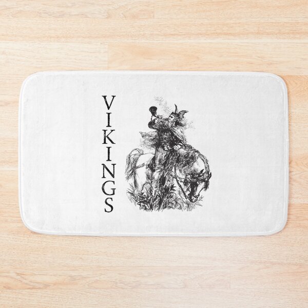 Item preview, Viking Warrior Blowing Horn on Horseback - Norse Mythology Art Print designed and sold by Psycho-Crazy.