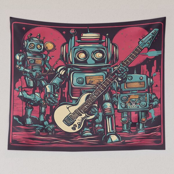 Item preview, Neon Robot Guitar Jam - Retro 90s Vibe_Model 2 designed and sold by NeonBot_Shop.