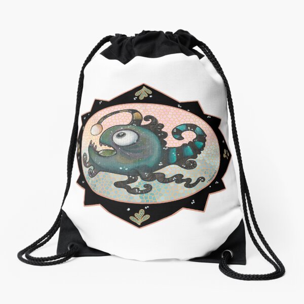 "Phantasmagoric Fish - Lantern of the Abyss" - Fisherton Drawstring Bag