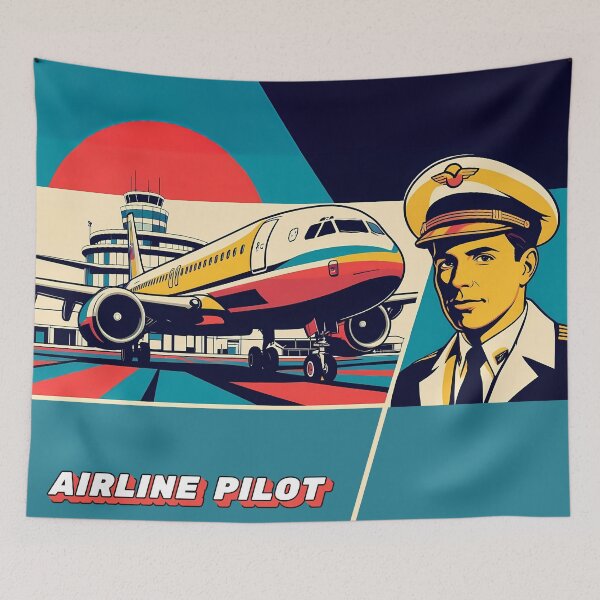 Item preview, Vintage Style Aviation Poster - Airplane and Pilot designed and sold by EMairplanes.