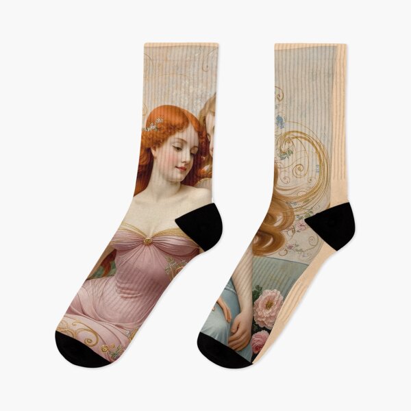 Item preview, Beautiful painting of two  Art Nouveau Renaissance Impressionistic women together after Gustav Klimt designed and sold by Vintage Designs +.