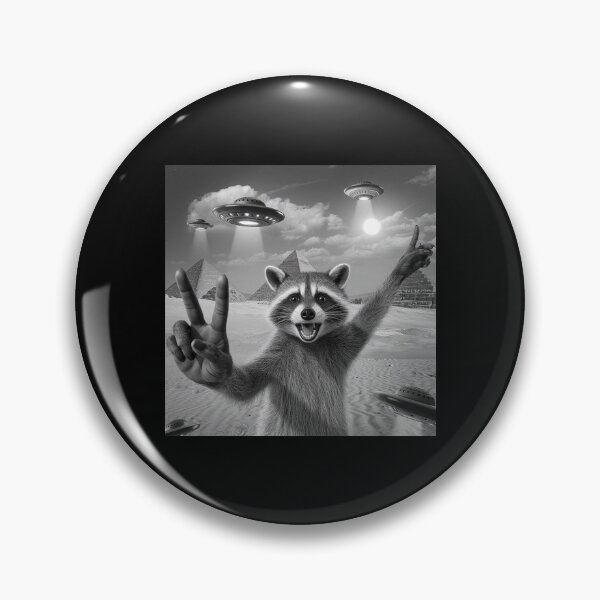 Item preview, Raccoon Taking a Selfie with UFOs and Pyramids - Funny Alien Art designed and sold by love3617.