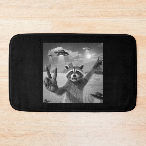 Item preview, Raccoon Taking a Selfie with UFOs and Pyramids - Funny Alien Art designed and sold by love3617.