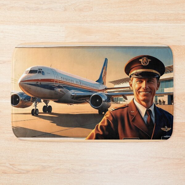 Item preview, Illustration of an Airplane and a Happy Pilot at the Airport designed and sold by EMairplanes.