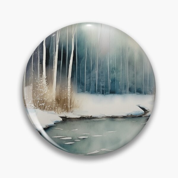 Item preview, Forest Lake in Winter Landscape Watercolor Painting | Watercolor Landscape | Watercolor Art | Watercolor Scenery designed and sold by UnhingedBird.