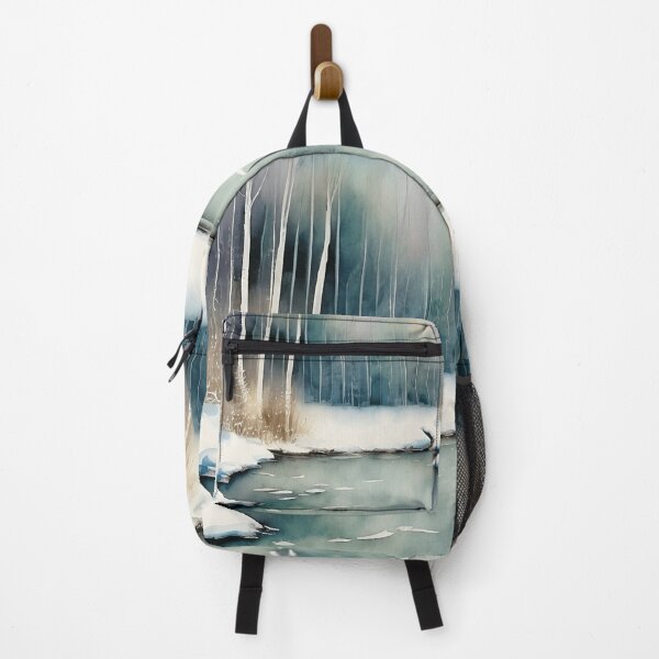 Item preview, Forest Lake in Winter Landscape Watercolor Painting | Watercolor Landscape | Watercolor Art | Watercolor Scenery designed and sold by UnhingedBird.