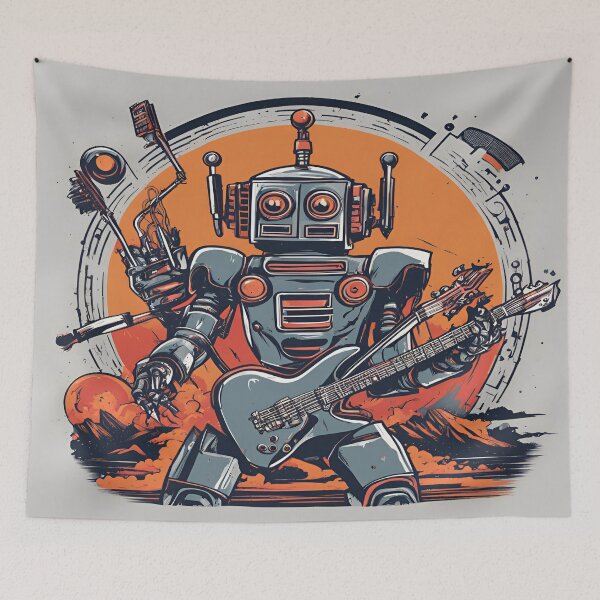 Item preview, Neon Robot Guitar Jam - Retro 90s Vibe_Model 3 designed and sold by NeonBot_Shop.