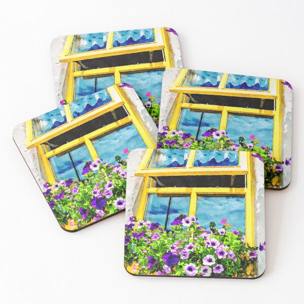 Item preview, Charming yellow window with flowers on Inishmore Island designed and sold by GestaltImagery.