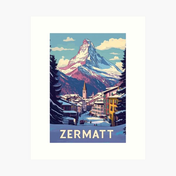 Item preview, zermatt Travel Poster, Perfect Gift for Travel Enthusiasts, Vintage Style Wall Art, Switzerland Wall art for home decor, zermatt print. Sticker designed and sold by Thegalleryshop1.