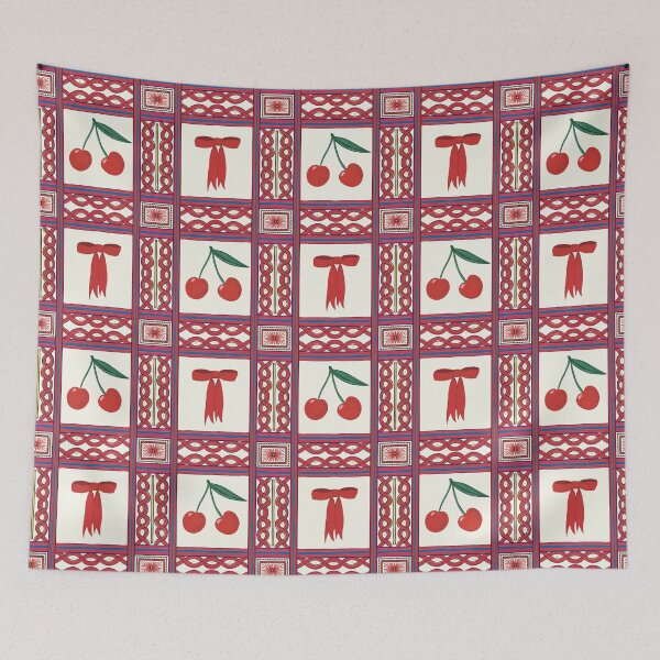 Item preview, Bow and Cherry Romance picnic Pattern - Illustration Jemma Jamie Skidmore  designed and sold by Jemma Jamie Skidmore.