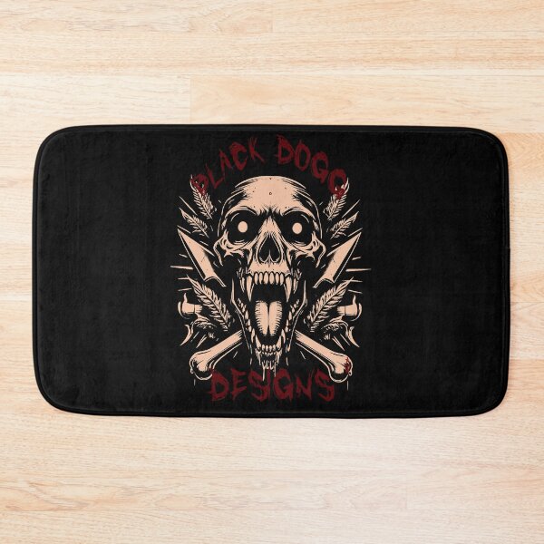 Item preview, Black dog skull and cross bones horror heavy metal style designed and sold by blackdoggdesign.