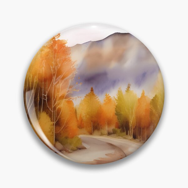 Item preview, Mountains in Autumn Landscape Watercolor Painting | Watercolor Landscape | Watercolor Art | Watercolor Scenery designed and sold by UnhingedBird.
