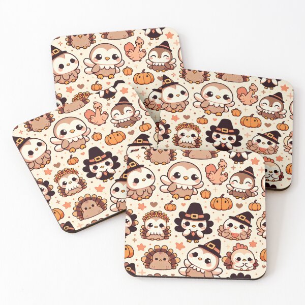 Item preview, Cute kawaii thanksgiving turkeys designed and sold by MeroroGraphics.