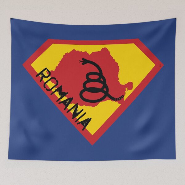 Item preview, ROMANIA SHIELD - Freedom Is The Superpower - Modern Gadsden Snake Flag - Dont Tread On Me SUPERHERO spellout design designed and sold by pelagio.