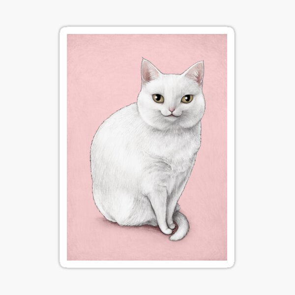 Item preview, White Cat Pink Background designed and sold by SophieCorrigan.