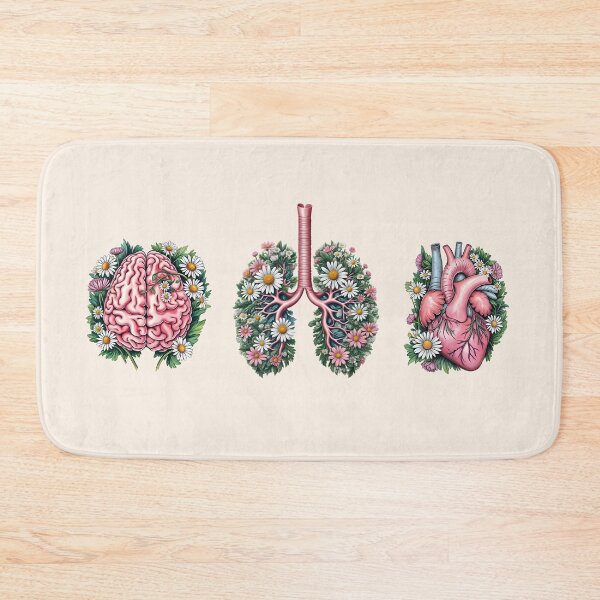 Item preview, Lungs, heart and brain watercolor set of human organ, daisies, flowers  designed and sold by Collagedream.