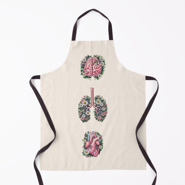 Item preview, Lungs, heart and brain watercolor set of human organ, daisies, flowers designed and sold by Collagedream.
