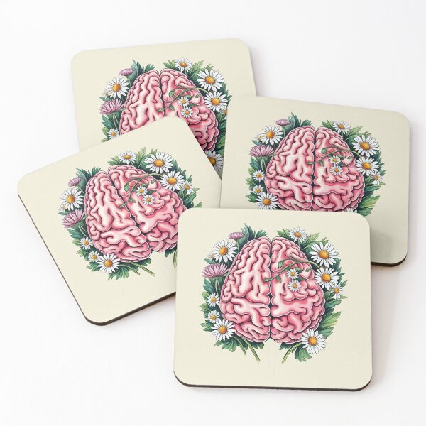 Item preview, Brain, Mindfulness, motivational, cultivating Mental Health and Wellness, daisies floral brain designed and sold by Collagedream.