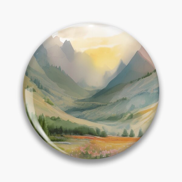 Item preview, Mountains in Spring Landscape Watercolor Painting | Watercolor Landscape | Watercolor Art | Watercolor Scenery designed and sold by UnhingedBird.