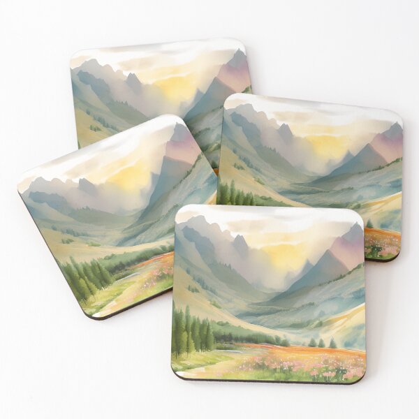 Item preview, Mountains in Spring Landscape Watercolor Painting | Watercolor Landscape | Watercolor Art | Watercolor Scenery designed and sold by UnhingedBird.