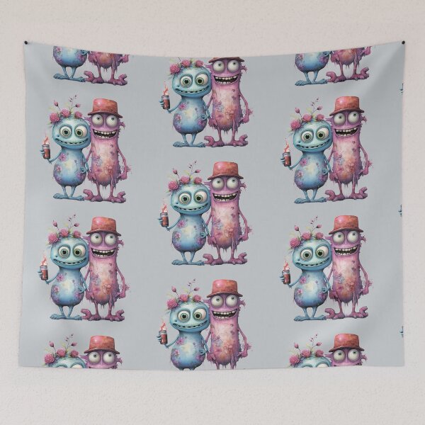 Item preview,  A pair of cute monsters with flowers.. designed and sold by MagelliShop.