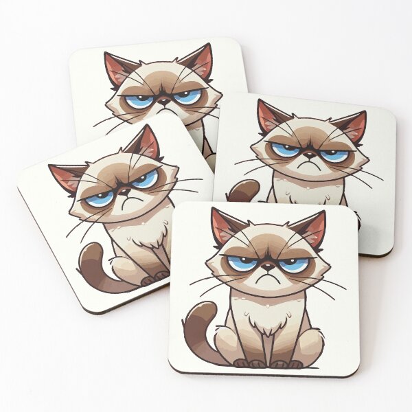 Item preview, Grumpy Siamese Cat Cartoon - Funny Attitude Cat Illustration designed and sold by -DEEWOLF-.