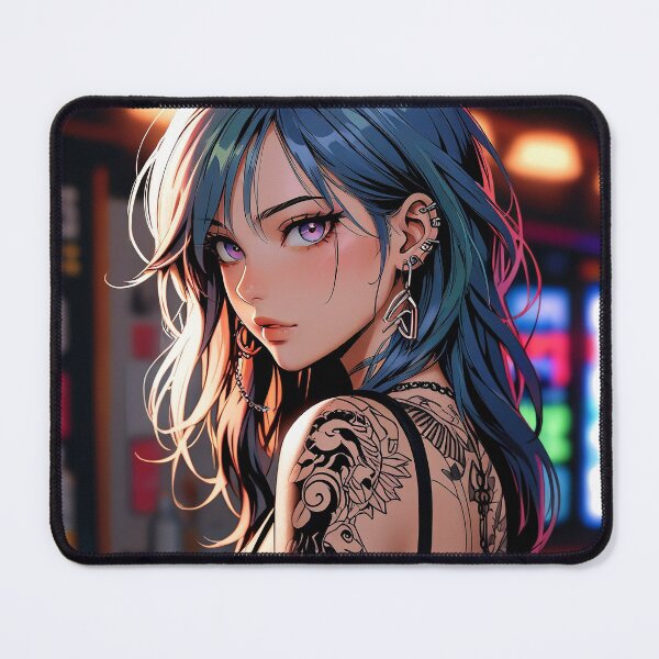 Item preview, Blue Hair Tattoo Anime Girl designed and sold by KungKthulhu.