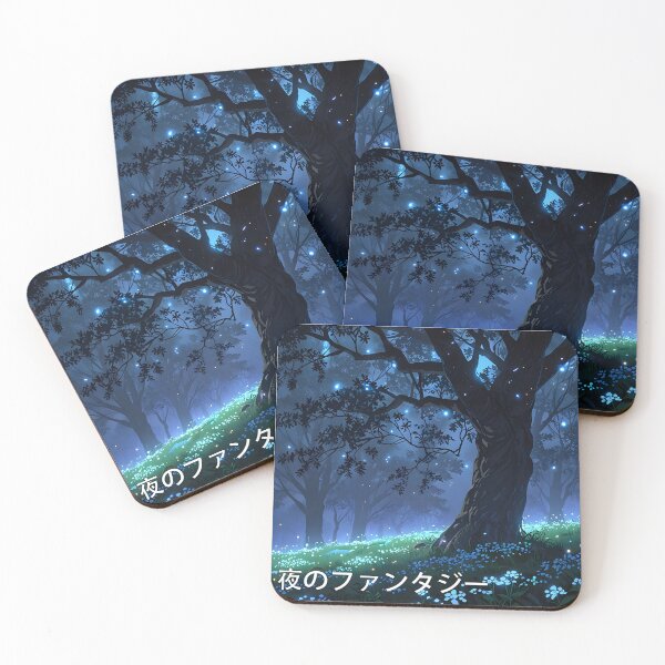 Item preview, Night Landscape with Glowing Trees and Luminous Flowers in Anime Style designed and sold by Landscape-Anime.