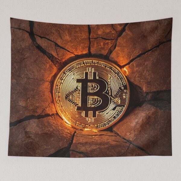 Item preview, Bitcoin Inferno: Cracked Wall Ablaze designed and sold by RK - Shop.