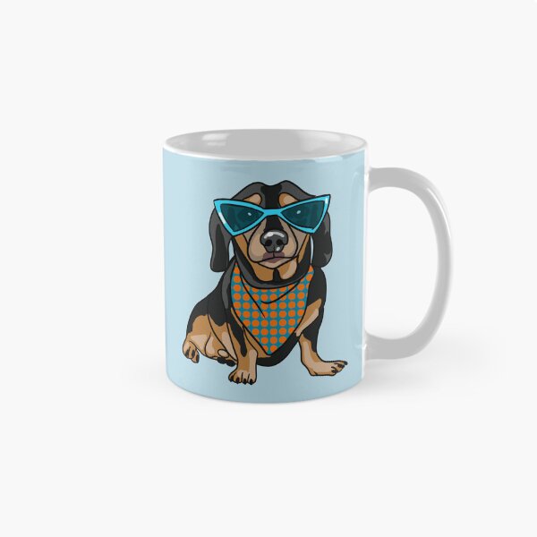 Artikelvorschau, Lustiger kleiner schwarzer und brauner Hund mit blauer Brille entworfen und verkauft von Kikabu.
