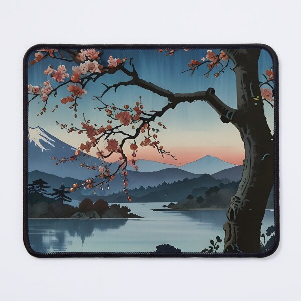 Item preview, Night Scenery with Cherry Blossoms and Mountains in Anime Style designed and sold by Landscape-Anime.