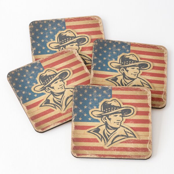Item preview, US Patriotic Vintage Rodeo Cowboy American Flag designed and sold by Kia Blaze.