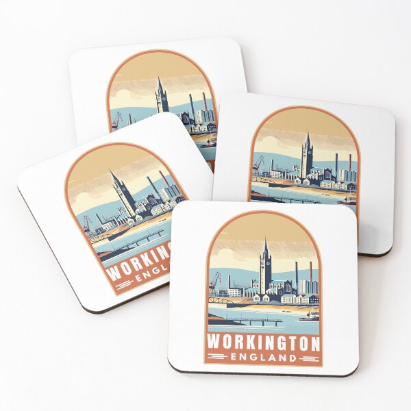 Item preview, Workington in Cumbria in England Retro Travel Art Emblem designed and sold by MaateoDesign.
