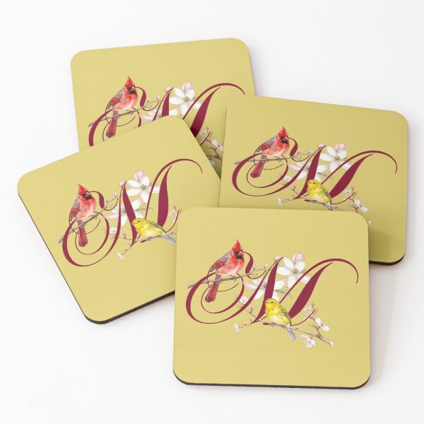 Item preview, Northern Cardinal & Yellow Warbler birds sitting on the cherry blossom  designed and sold by whee25.