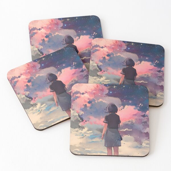 Item preview, Night Landscape with Starry Sky with Girl Looking into Infinity designed and sold by Landscape-Anime.