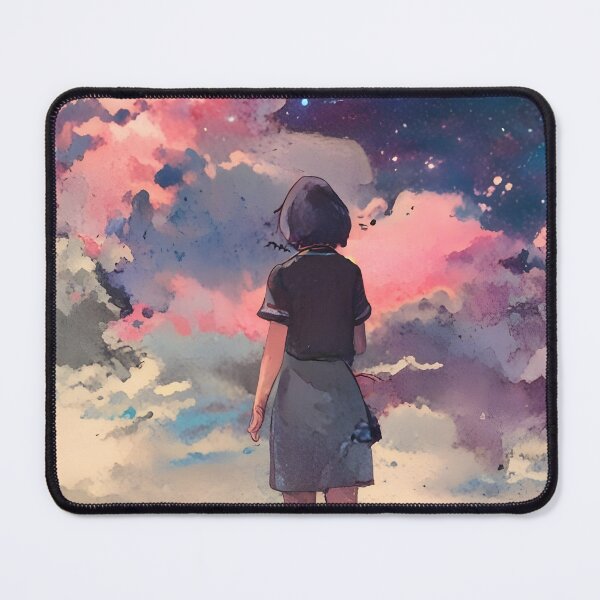 Item preview, Night Landscape with Starry Sky with Girl Looking into Infinity designed and sold by Landscape-Anime.