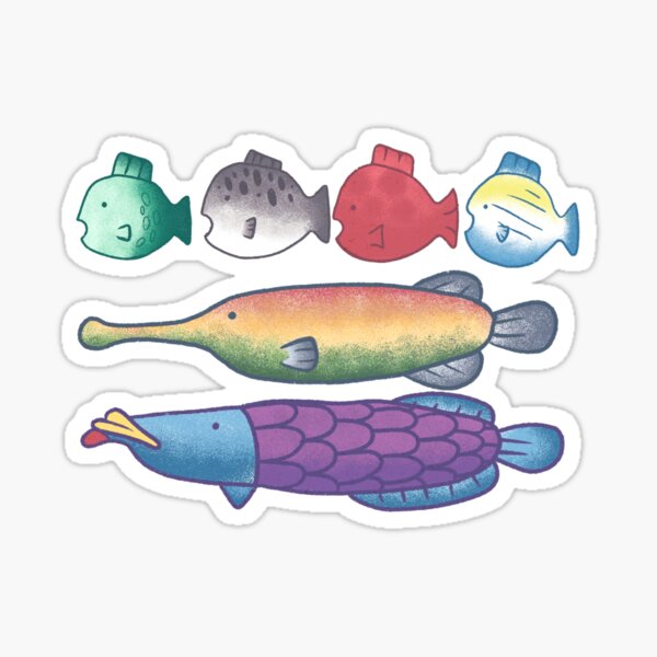 Vista previa del artículo con la obra «Pegatinas de juegos de peces», diseñado y vendido por unkvlt.