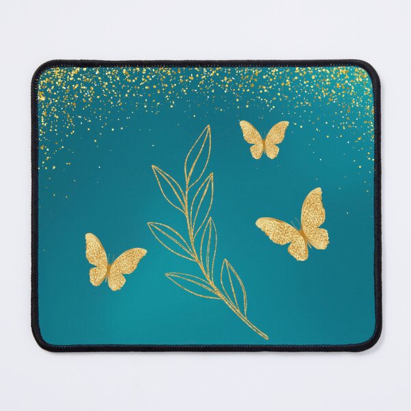 Item preview, Gold effect Butterflies & Gold effect glitter on Green background  designed and sold by Fantacaroo Designs.