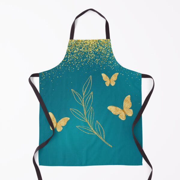 Item preview, Gold effect Butterflies & Gold effect glitter on Green background designed and sold by Fantacaroo Designs.