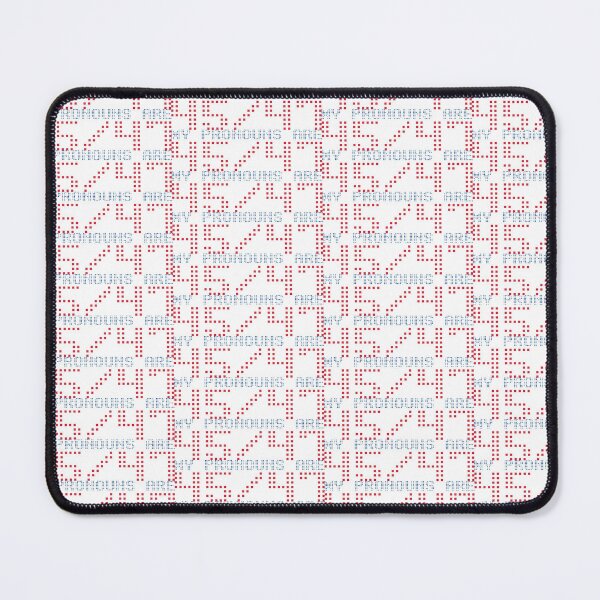 Item preview, My pronouns are 45/47 - blue and red lettering - Pixels effect designed and sold by Again Society.