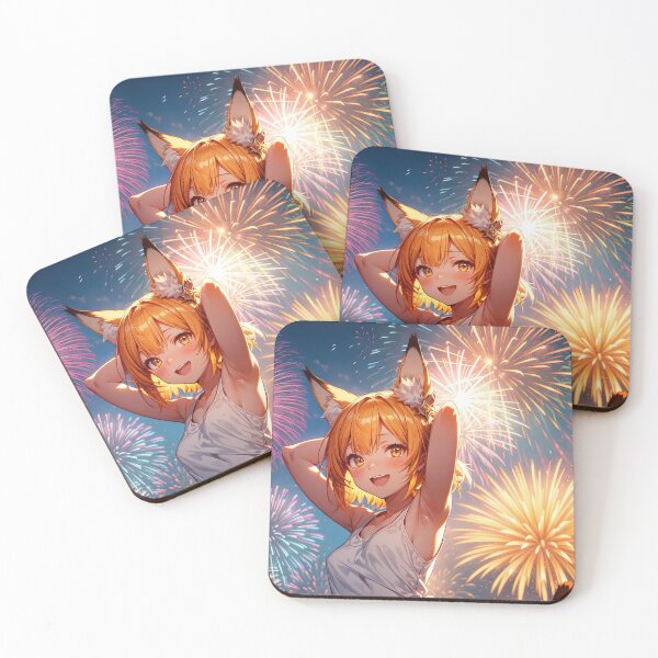 Item preview, Fox eared anime girl with fireworks designed and sold by TheArtistOf2022.
