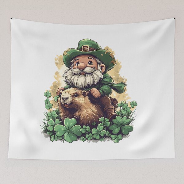 Item preview, Cute Leprechaun & Groundhog St. Patrick's Day Illustration – Fun & Lucky T-Shirt Design designed and sold by AnnDesignStudio.