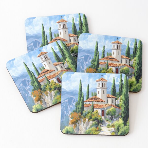 Item preview, Greek Christian mountain church in summer designed and sold by Sacrora.