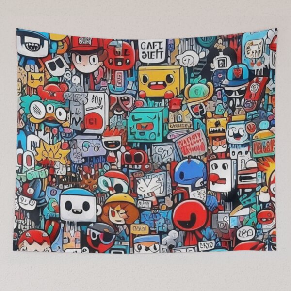 Item preview, Vibrant Graffiti Art with Cartoon Characters designed and sold by Yas_oma.